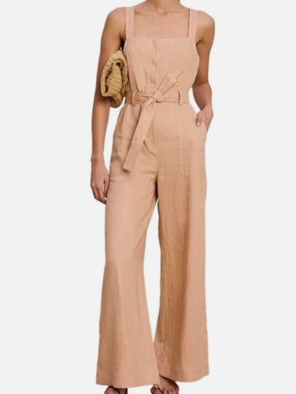 A.L.C. Women's Winslow Belted Jumpsuit Biscotti Size 00